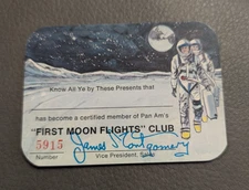 Rare Pan Am "First Moon Flights" Club Card - AUTHENTIC not a reprint UNISSUED