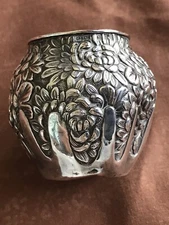 Japanese  silver Hallmarked  Made by Konoike.Mini Vase, Meiji