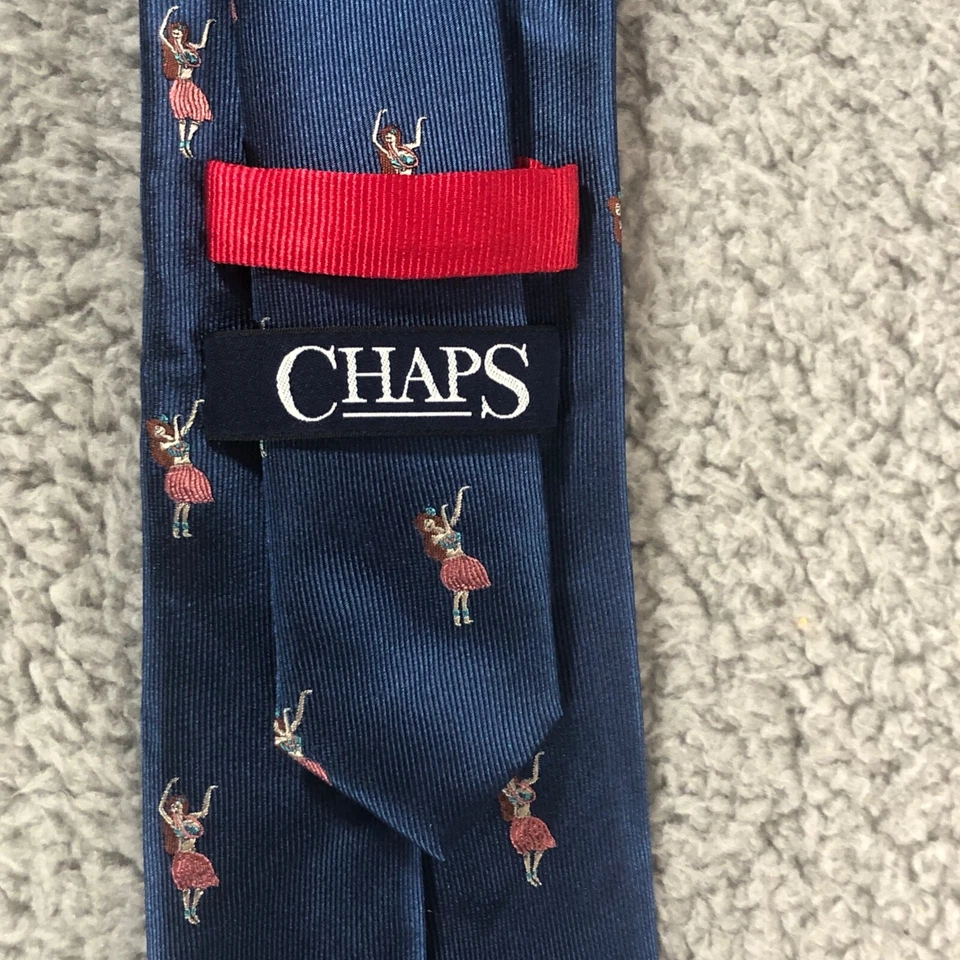 CHAPS Hulu Dancer AOP 58 英寸领带丝绸蓝色领带 — 第 4/4 张图片