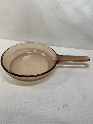 CORNING WARE VISIONS Amber Glass 7" Frying Pan Fry Skillet Waffle Bottom France