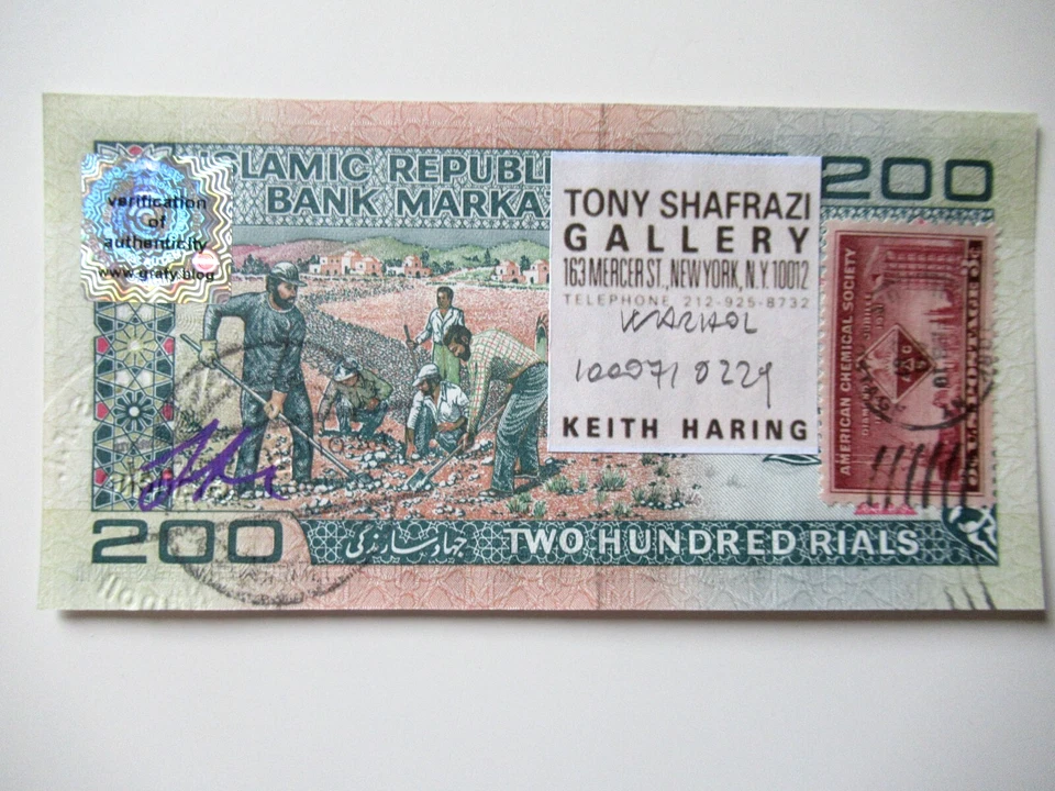 ANDY WARHOL: Banknote von WARHOL, signiert, skizziert mit Amtl. USPS-Stempel - Bild 4 von 4