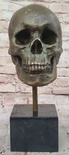 Bronze Sculpture Skull Western Art Deco Hand Made Figurine Figure Decor Hot Cast