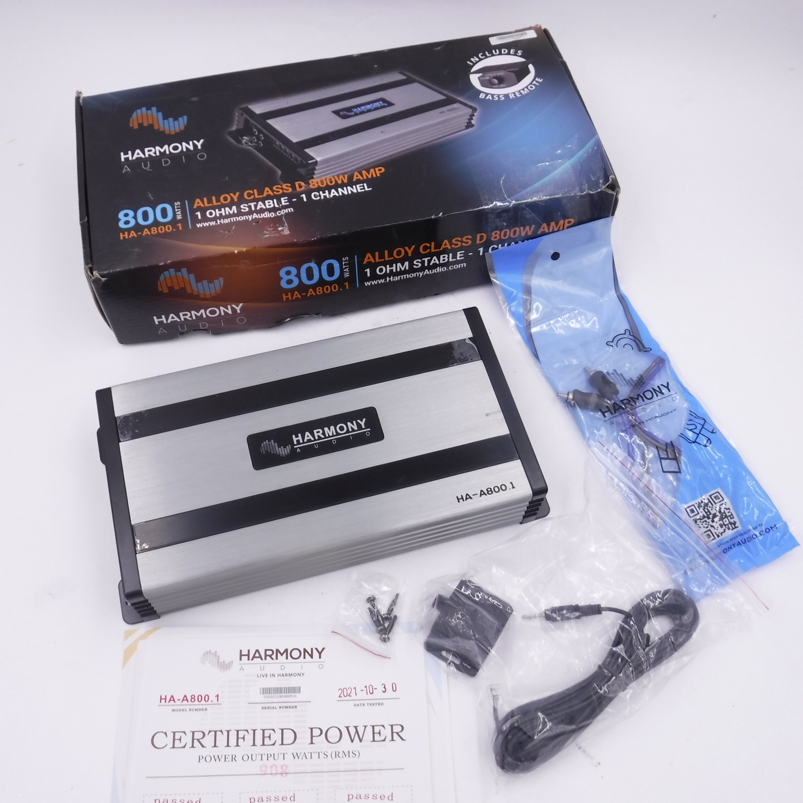 1600 Watt Amp Harmony Audio HA-A800.1 Car Stereo Class D Mono 1600W ...