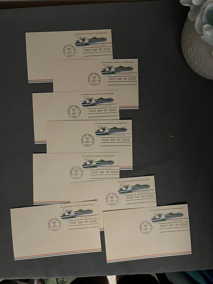 1967 The Virgin Islands First Day Of Issue Air Mail Post Card Lot Of 8 - Image 2 of 4