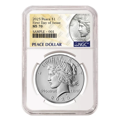 2025 uncirculated peace silver dollar ngc ms 70 first day of issue p  presale