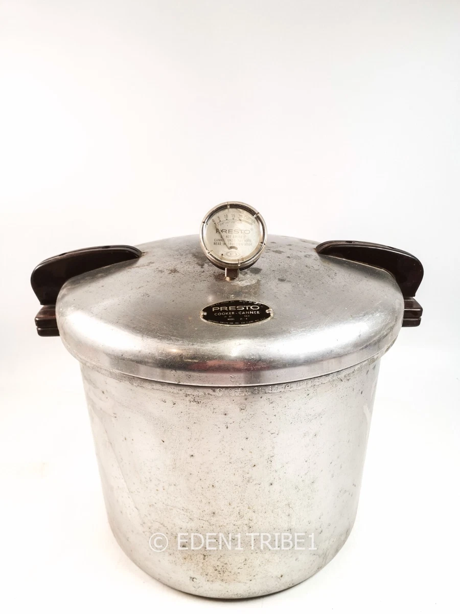 Vintage Presto 21 Quart Pressure Cooker Canner Cast Aluminum W/jar Rack NO  VALVE