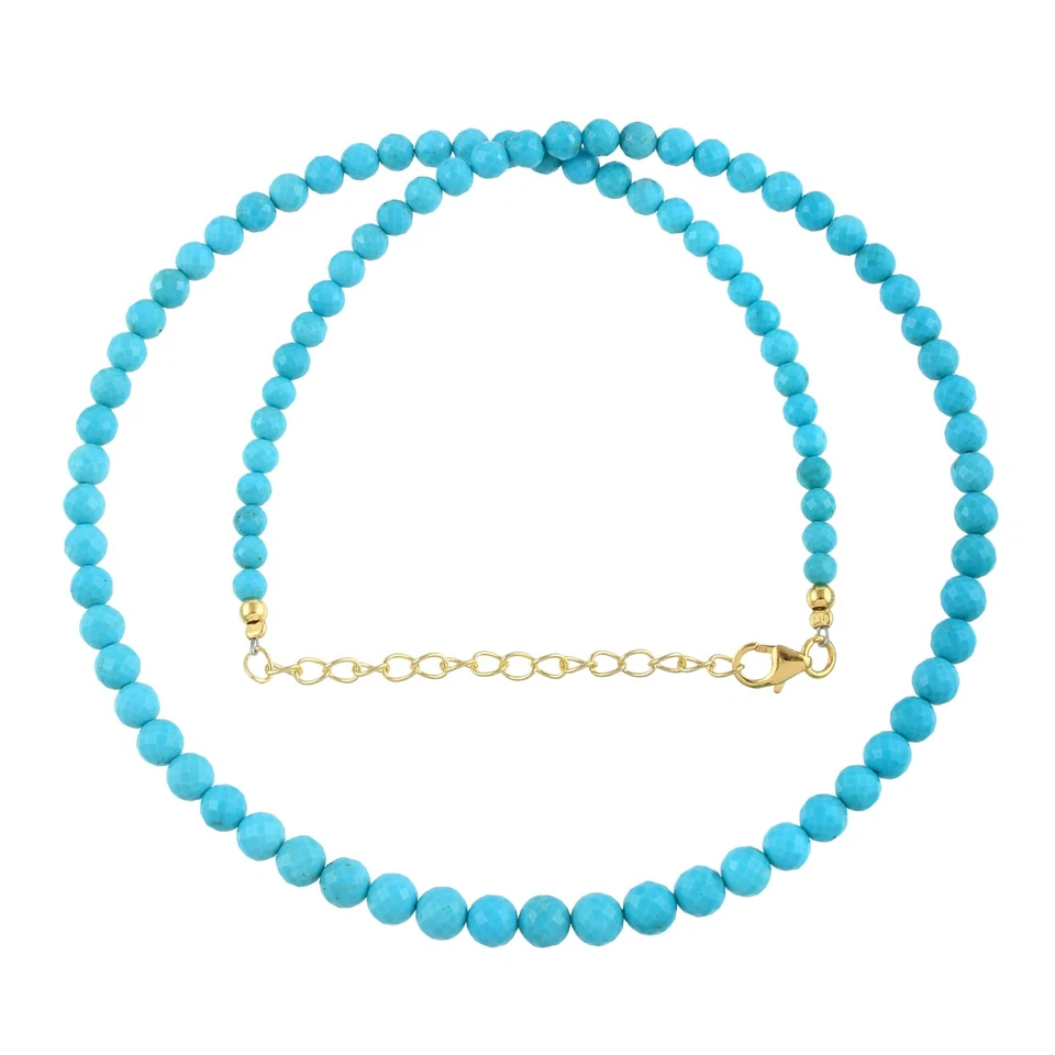 Collar de cadena con cuentas redondas turquesa natural Arizona hecho a mano 18" para damas Foto 3 de 4