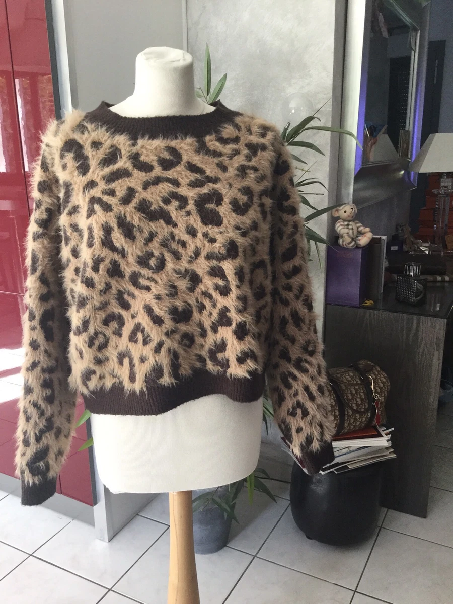 Pull leopard H M taille M marron tres bon etat eBay