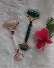 Rose Quartz Roller for Face Anti-Wrinkle Tool Green Aventurine set OF 2