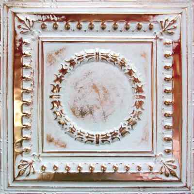 Lackierte Zinn Deckenfliese in Copper Washed White