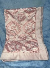 Carters Pink floral medallions satin velour baby blanket