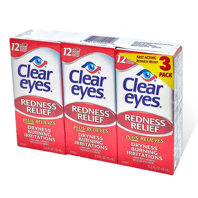 Expiration Date 8/15 3pk Clear Eyes Redness Relief Lubricant Eye Drops