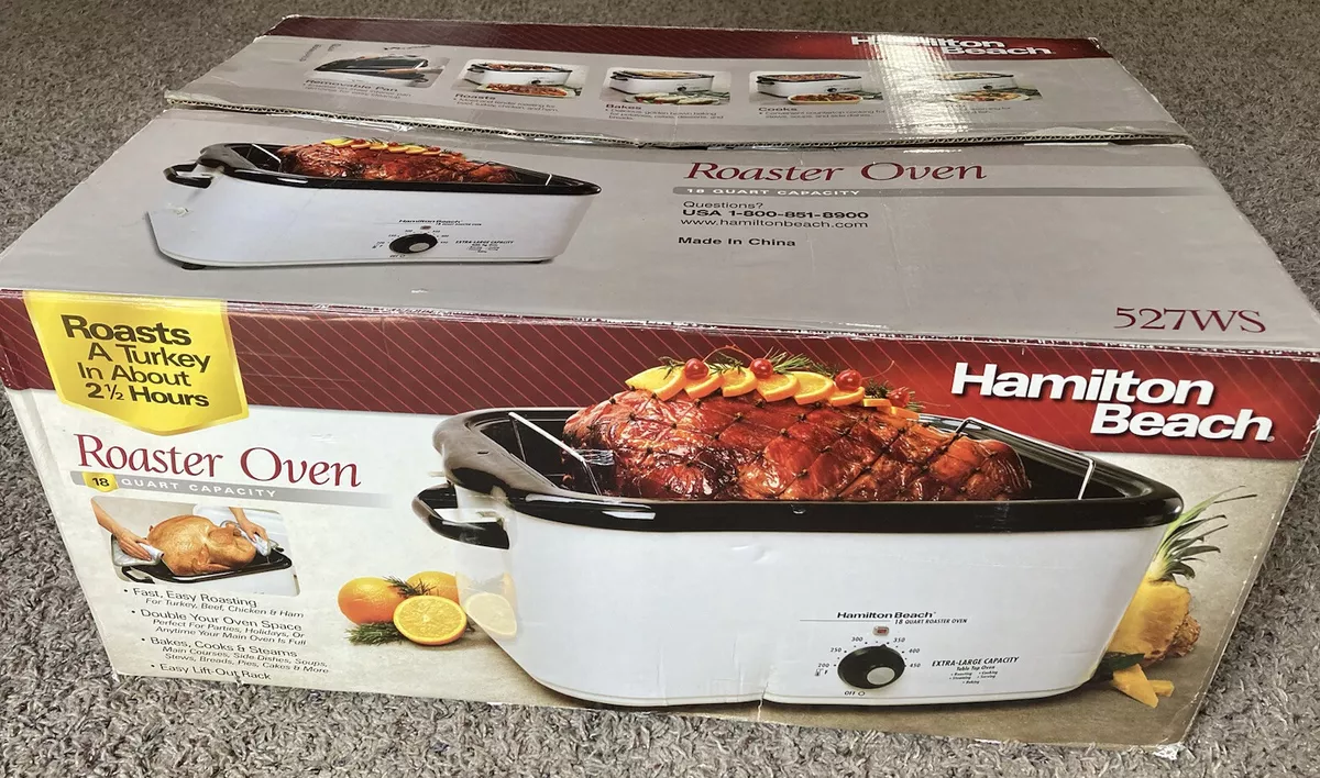 Vintage Hamilton Beach 18 Quart Roaster Oven Extra Large Insert Pan Wire Rack