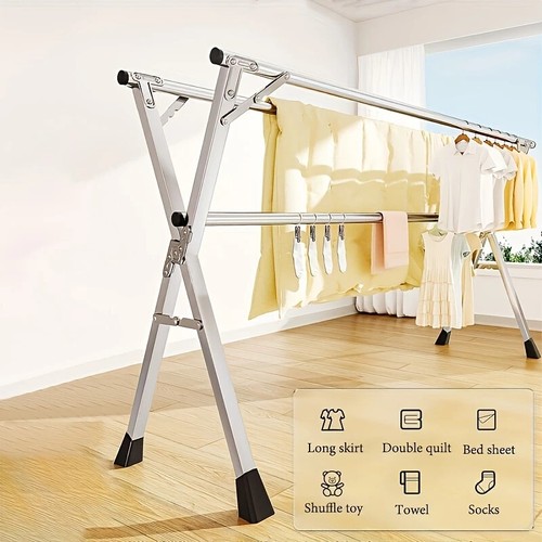 Clothes Airer Dryer Drying Airer Garment Rack Laundry Adjustable Foldable Steel - Picture 12 of 19