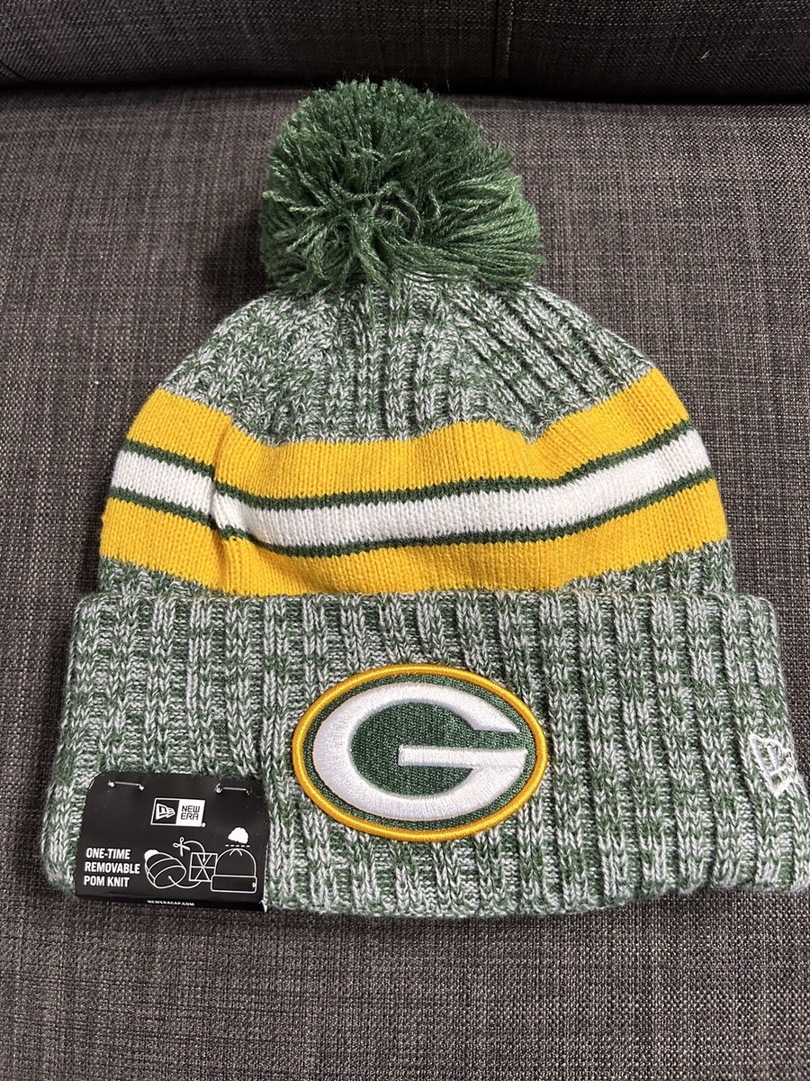 Green Bay Packer Rhine Stone Knit Beanie with Pom Green Bay Packers Rhinestone Primary Logo Criss Cross Beanie  main image 4