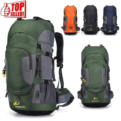 Hiking Backpack 60L Waterproof Travel Camping Hiking Daypack with Rain Cover