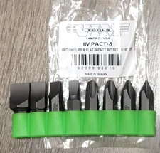 VIM Tools 8pc 5/16 Hex Screwdriver Bit Set for Hand Impact Driver #IMPACT-8