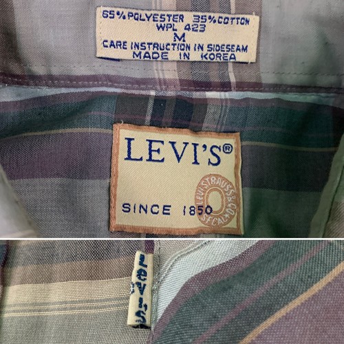LEVIS - Vtg 70s-80s Purple Metallic Plaid Western Pearl Snap Shirt, Mens MEDIUM - Picture 12 of 12