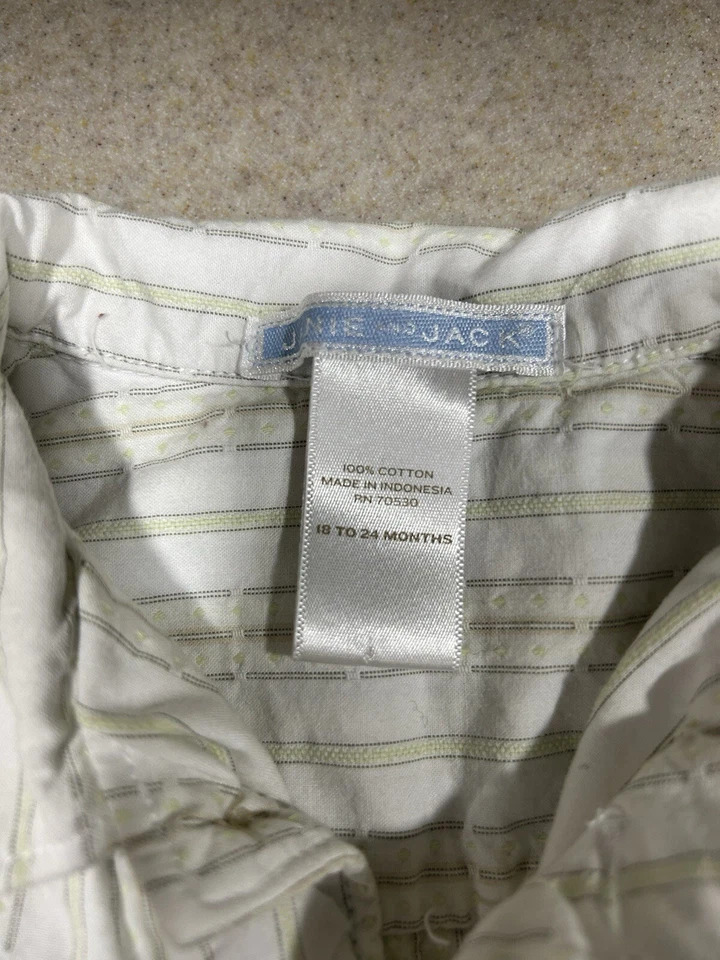 Camisa Janie and Jack Boys 18-24 meses a rayas con botones Safari Indian Jones Preppy Foto 3 de 4