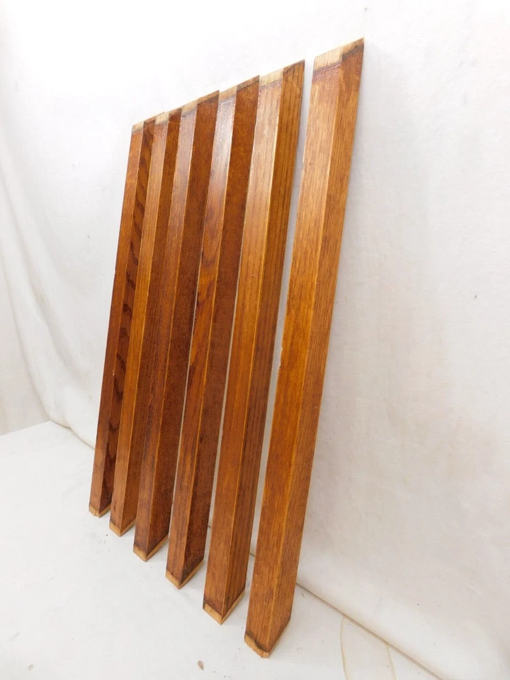 Seis BALÚSTRES antigos de 1900 corrimão de escada carvalho quadrado estilo ARTESÃO/MISSÃO - Imagem 4 de 4