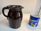 Antique albany slip glaze crock pitcher late 1800s as per AI few tiny lip chips — photo 3