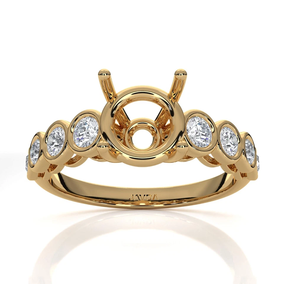 Bezel Setting Semi Mount 8 Stone Brilliant Cut Diamond Engagement Ring 0.32Ct. - Image 2 of 4