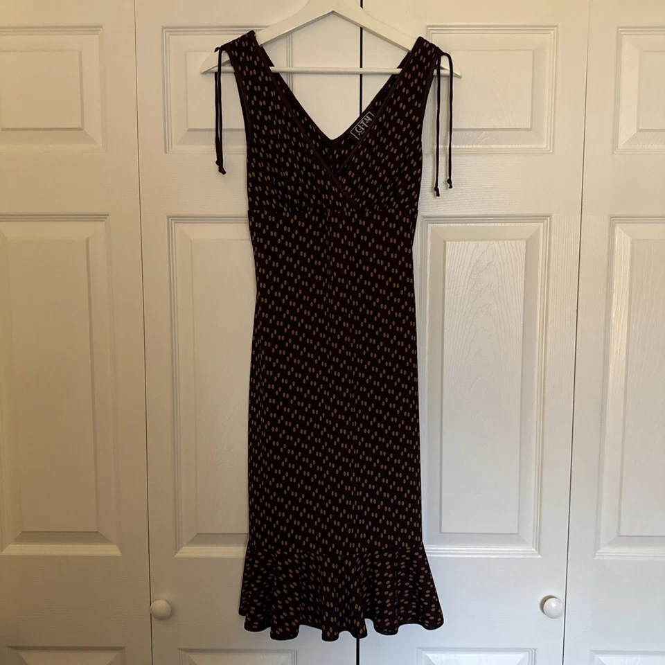 Vintage City Triangles Womens Y2K Floral Babydoll Dress Size S Brown Dainty USA - Image 2 of 4