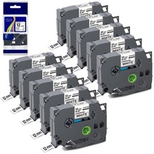 10PK For Brother P-Touch TZe-231 TZ-231 12mm White Standard Laminated Label Tape