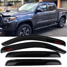 Window Visors Fit 16-23 Toyota Tacoma Double Cab Guard Shade w/ Red SPORT