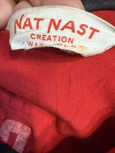 Vintage Nat Nast Creation Red Cotton Shirt Alora Bros. Contractors See Measure - Picture 16 of 24