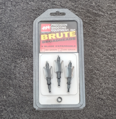 #ad PSE Archery Brute 3 Blade Expandable Broadheads 100 Grain Silver Black $22.00