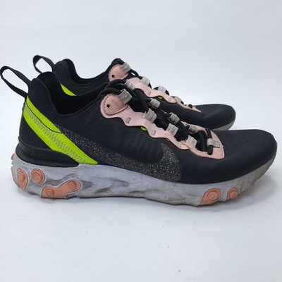 Nike React CD6964-002 Womens Element 55 Shoes Sneakers Black Coral Size 8