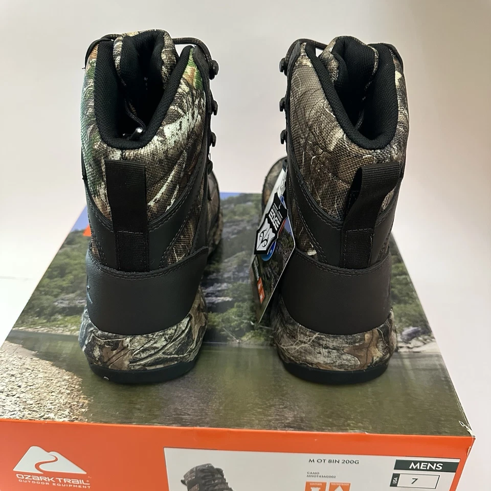 Ozark Trail Men's 8-Inch Real Tree Hunting Boots, Camo Size 7 Brand New In Box - Image 4 of 4