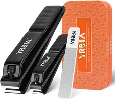 Nail Clippers with Glass File, 3 Piece Set, Black_exclusive Tin Box 