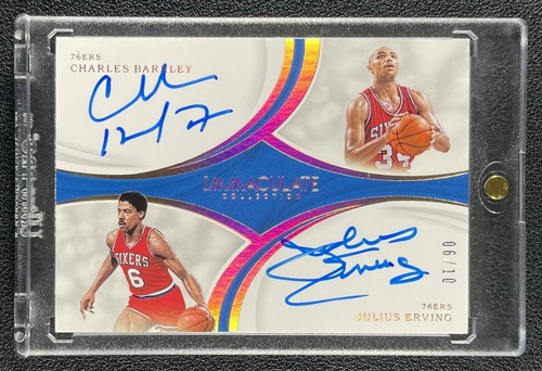 JSY# 6/10 JULIUS ERVING CHARLES BARKLEY 2018-19 PANINI IMMACULATE COLL DUAL AUTO