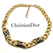 Christian Dior houndstooth vintage necklace, gold color, formal accessories