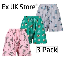 Ladies 3 Pack Lounge Shorts Cartoon Pyjama Sleep PJ Shorts UK 10 to 24 Lucky Dip