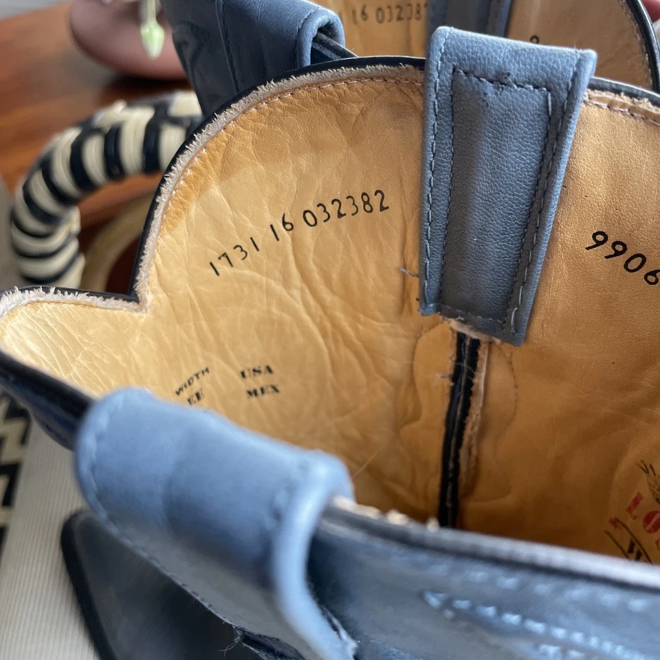 BOTAS LOS ALTOS Genuinas Lagarto Hechas a Mano Cuero Occidental Gris Botas para Mujer Talla 8 Foto 4 de 4