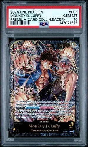 One Piece Monkey D. Luffy Premium Card Collection ST13-003 Leader Foil PSA 10