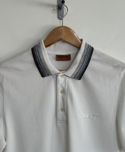 Missoni Milano Short Sleeve Polo Shirt White Large - Picture 2 of 10