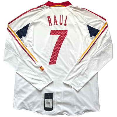 スペイン代表 #7 ラウル ユーロ2004パッチ付 オーセンティック 長袖 2004/05 Spain Authentic Away Jersey #7 Raul XL Long Sleeve Player