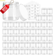 50pk 4oz Plastic Jars Clear Round Containers Clear Lids for Cosmetics Travel - U