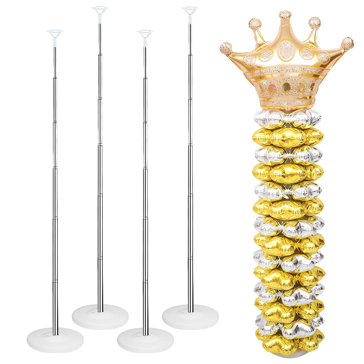 Balloon Column Stand Kit with 4 Telescopic Metal Bases 80 Inch Floor Display