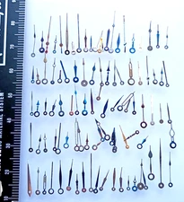 Men's Watch Parts lot of 100+ Vintage Watch Hands Blue & Gold Hour Minute Second