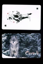 CANADIAN TIMBER WOLF Souvenier BLACK JOKER Swap Playing Card