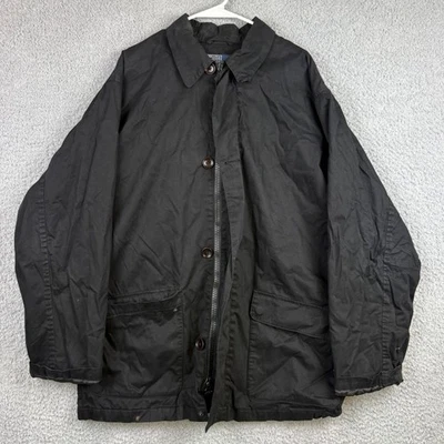 Polo Ralph Lauren Jacket Mens Large Black Cotton Field Coat Workwear Barn Y2K