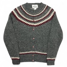 Vintage Woolrich Sweater Cardigan Womens Medium Fair Isle Shetland Wool Nordic