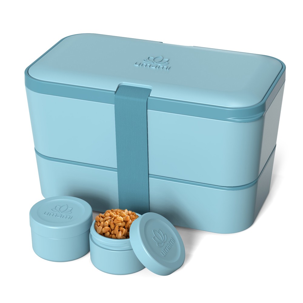 Bento encastrable 1,5 l bleu menthe lunch box plastique rectangulaire 19x12cm