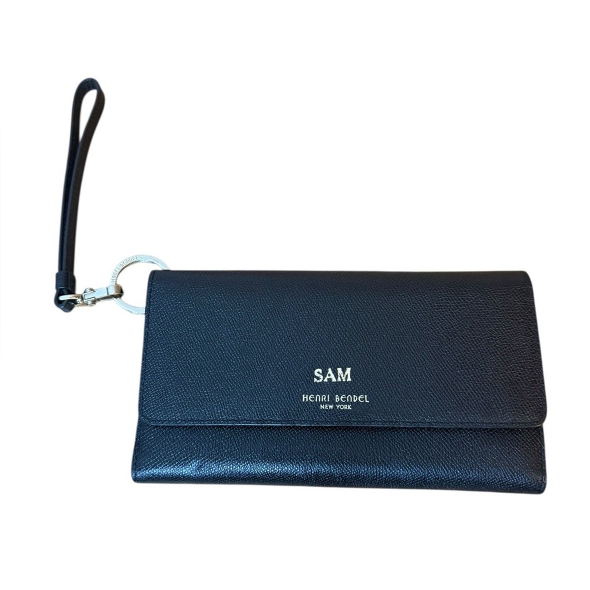 Henri Bendel Black Leather Uptown Tri-Fold Wristlet Wallet | eBay