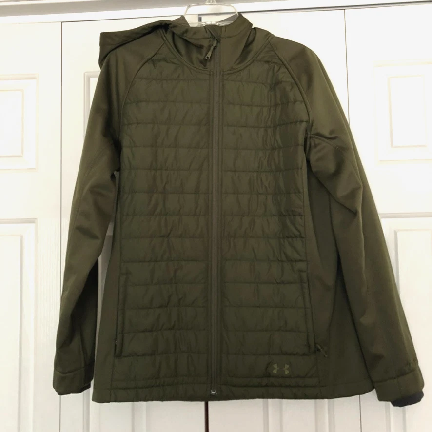 Under Armour storm lightweight hooded storm jacket full zip green L primaloft